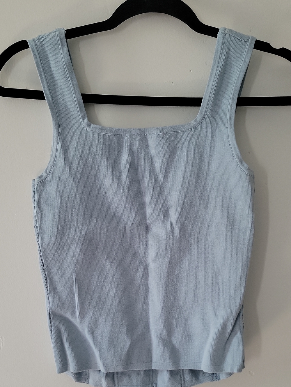 Light Blue Floral Appliqué Square Neck Tank Top - Picture 3 of 4